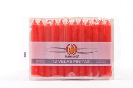 12 VELAS FINITAS PARAFINA CORTAS- ROJO (PS)